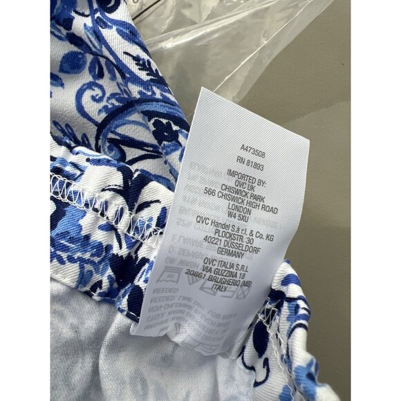 Isaac Mizrahi Live Regular 24/7 Ankle Length Printed Pants 28W Blue Floral NEW - Picture 6 of 6